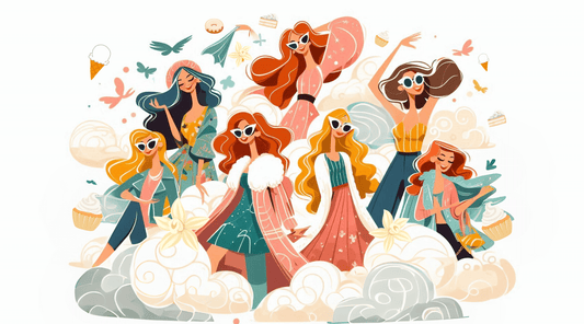 group of happy women in clouds of vanilla