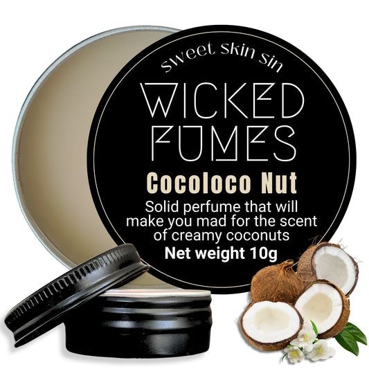 image of cocconut scented solid perfume called cocoloco nut