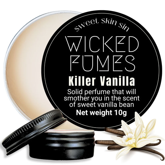 image of killer vanilla scented solid perfume